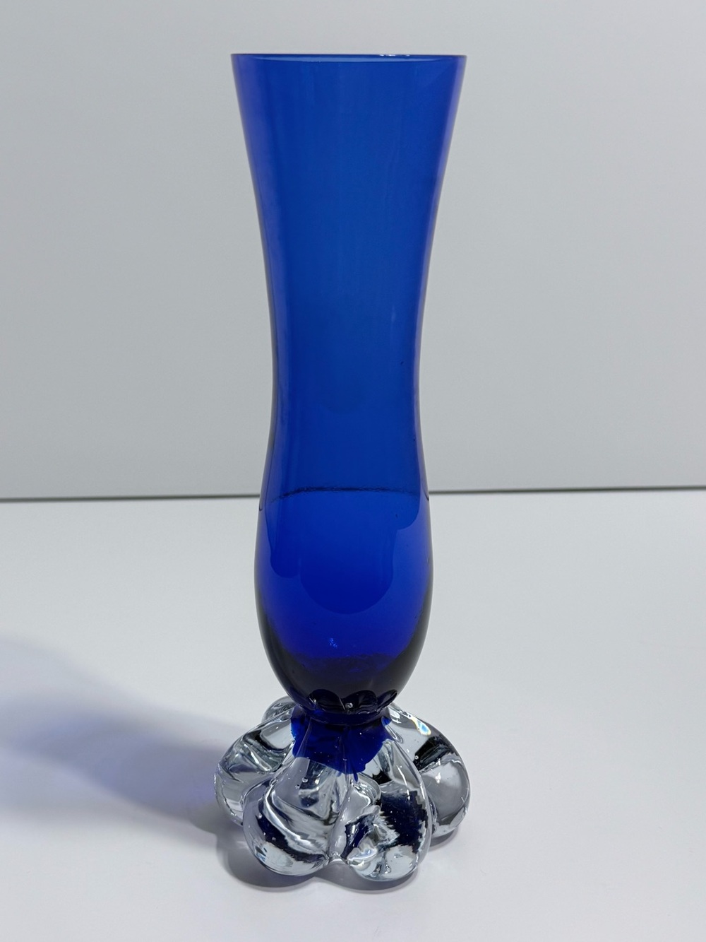 Mid Century Åseda Glasbruk Sweden Cobalt Blue Glass Bud Vase